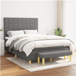 vidaXL Cama com molas/colchão 140x190 cm tecido cinzento-escuro