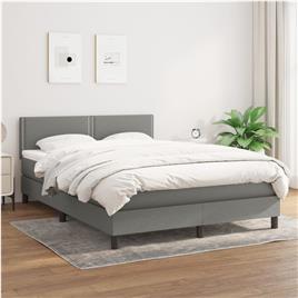 vidaXL Cama com molas/colchão 140x200 cm tecido cinzento-escuro