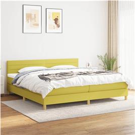 vidaXL Cama com molas/colchão 200x200 cm tecido verde