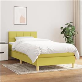 vidaXL Cama com molas/colchão 90x200 cm tecido verde