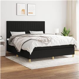 vidaXL Cama com molas/colchão 160x200 cm tecido preto
