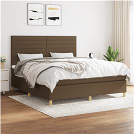 vidaXL Cama com molas/colchão 160x200 cm tecido castanho-escuro