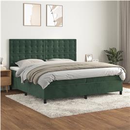 vidaXL Cama com molas/colchão 200x200 cm veludo verde-escuro