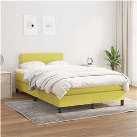 vidaXL Cama com molas/colchão 120x200 cm tecido verde