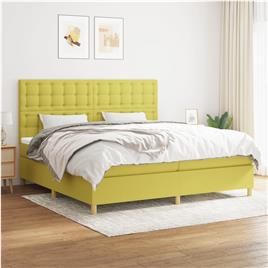 vidaXL Cama com molas/colchão 200x200 cm tecido verde