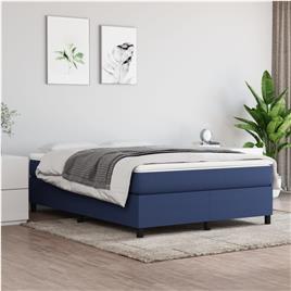 vidaXL Cama com molas/colchão 140x190 cm tecido azul