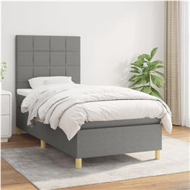vidaXL Cama com molas/colchão 80x200 cm tecido cinzento-escuro