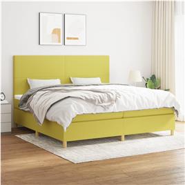 vidaXL Cama com molas/colchão 200x200 cm tecido verde