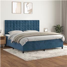 vidaXL Cama com molas/colchão 200x200 cm veludo azul-escuro