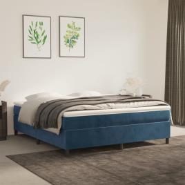 vidaXL Cama com molas/colchão 160x200 cm veludo azul-escuro