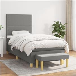 vidaXL Cama com molas/colchão 90x190 cm tecido cinza-escuro