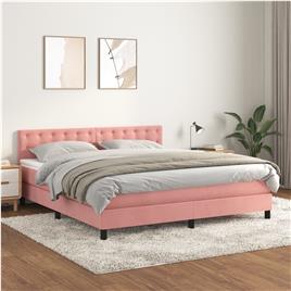 vidaXL Cama com molas/colchão 180x200 cm veludo rosa