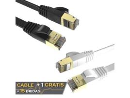 Pacote Máximo de Ligação 2 Cabos Ethernet Planos Cat7 Rj45 32Awg 1M + 15 Flanges Frequência Até 1000 Mhz Pacote Pvc 2 Tamanho 1M
