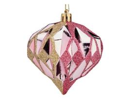 Bolas de Natal KRIST+ Diamante 8 cm 6 Unidades Cor de Rosa Dourado Plástico