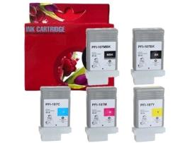 Pack 5 Tinteiros Compatíveis Canon PFI107 6704B001 6705B001 6706B001 6707B001 6708B001