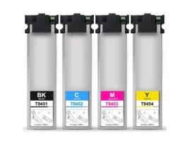 Pack 4 Tinteiros Compatíveis Epson T9451 T9452 T9453 T9454 para Workforce WF-C5210, C5290DW, C5710DWF, C5790DW Preto
