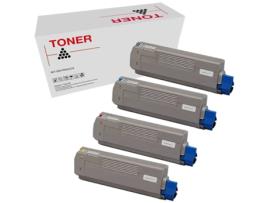 Pack 4 Toners Compatíveis C610 44315308 44315307 44315306 44315305 Oki C610 Alta Qualidade