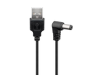 Cabo USB-A Macho / Ficha DC Macho 5.5 mm x 2.1 mm 90º