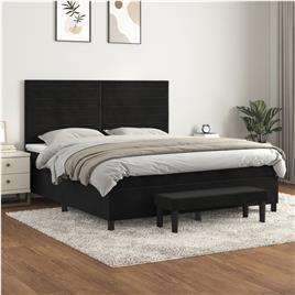vidaXL Cama com molas/colchão 160x200 cm veludo preto