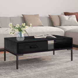 vidaXL Mesa de centro 90x50x35 cm pinho reciclado maciço preto