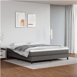 vidaXL Cama com molas/colchão 180x200 cm couro artificial cinza