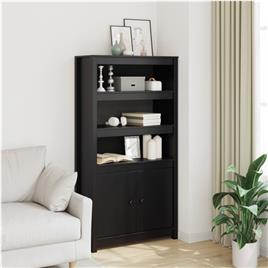 vidaXL Aparador alto 80x35x154 cm madeira de pinho maciça preto