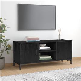 vidaXL Móvel de TV 110x35x48 cm pinho reciclado maciço preto