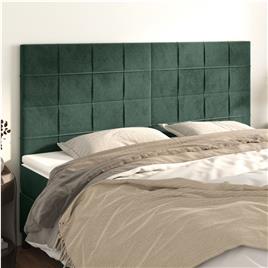 vidaXL Cabeceira de cama 4 pcs veludo 100x5x78/88 cm verde-escuro