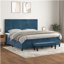 vidaXL Cama com molas/colchão 200x200 cm veludo azul-escuro