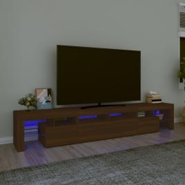 vidaXL Móvel de TV com luzes LED 230x36,5x40 cm cor carvalho castanho