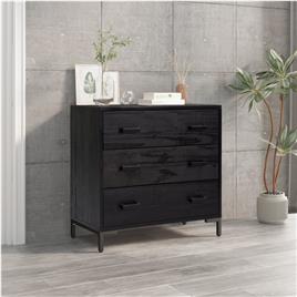 vidaXL Cómoda 75x35x70 cm pinho reciclado maciço preto