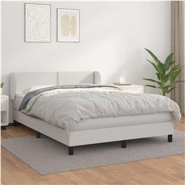 vidaXL Cama com molas/colchão 140x200 cm couro artificial branco