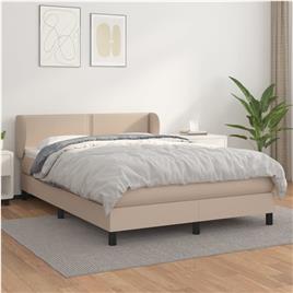 vidaXL Cama com molas/colchão 140x200 cm couro artificial cappuccino