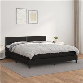 vidaXL Cama com molas/colchão 160x200 cm couro artificial preto