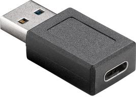 Ficha Adaptadora USB A 3.0 Macho -> USB-C Fêmea (Preto) - GOOBAY