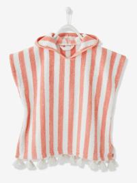 Poncho personalizável, para bebé rosa medio as riscas