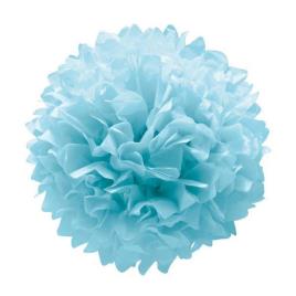 3 Pompons De Papel - Azul Céu