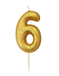 Vela Glitter Nº6 - Ouro