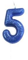 Vela Glitter Nº5 - Azul