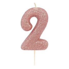 Vela Glitter Nº2 - Rose Gold