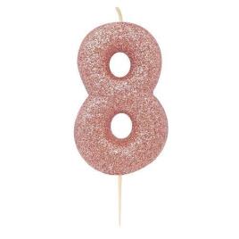 Vela Glitter Nº8 - Rose Gold