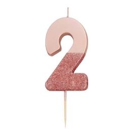 Vela Hb Glitter Nº2 - Rose Gold