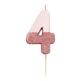 Vela Hb Glitter Nº4 - Rose Gold