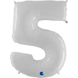 Balão Foil 40 Nº 5 - Branco