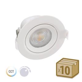 Pack 10 x downlight led kor 7w cct triac dimerizável 3000-4000-6000k