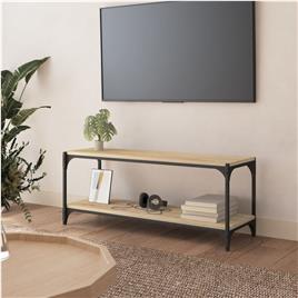 vidaXL Móvel TV 100x33x41 cm derivados madeira/aço cor carvalho sonoma