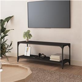 vidaXL Móvel de TV 100x33x41 cm derivados de madeira e aço preto