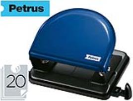 Furador Metalico Petrus 52, Capacidadee 20 Folhas Azul