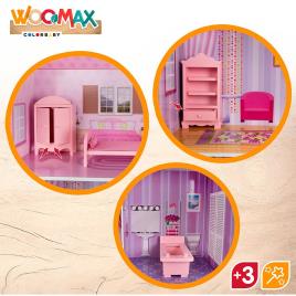 Woomax Casa De Bonecas De Madeira 3 Years Pink