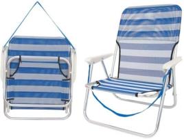 Cadeira JUINSA de Praia Alumínio Baixo Listras (Azul - 54 x 40 x 71 cm)